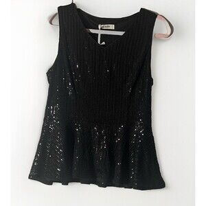 GRACE KARIN Black All-over Sequin Peplum Top Stretch NWT Shirt Size Large Event